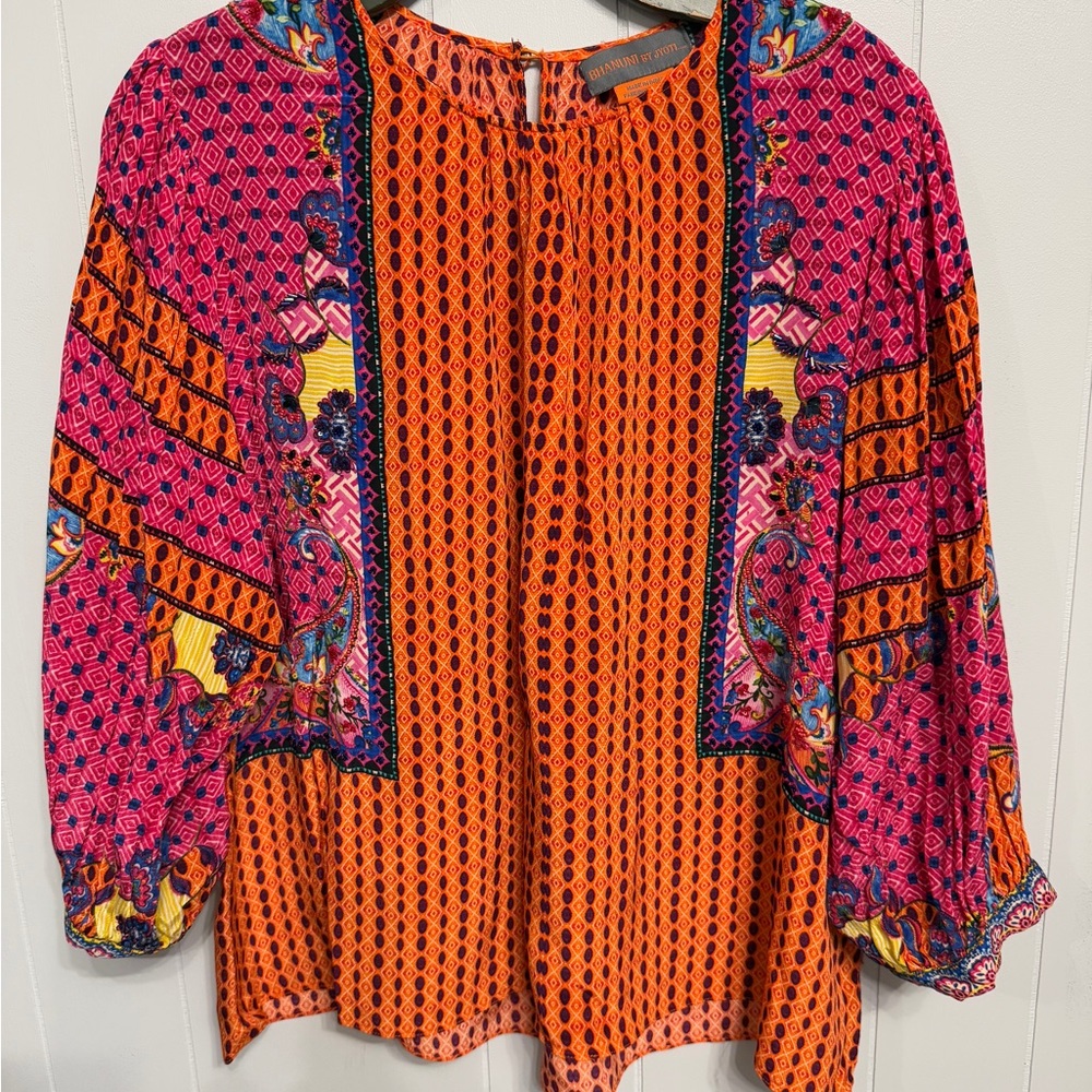 Banana By Jyoti  Viscose Emilia Peasant Vibrant Multicolor Oversize With Beads L - Picture 5 of 9